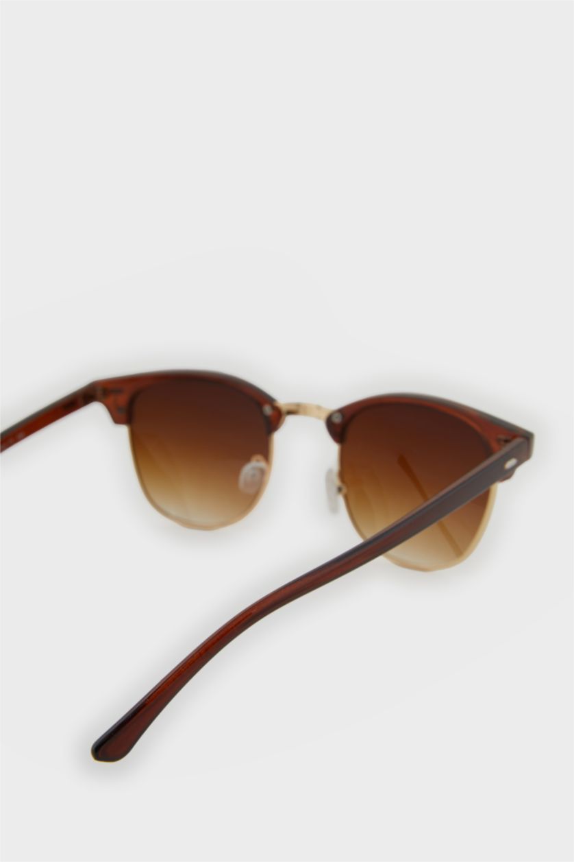 Woman Light Brown Woman Round Sunglasses