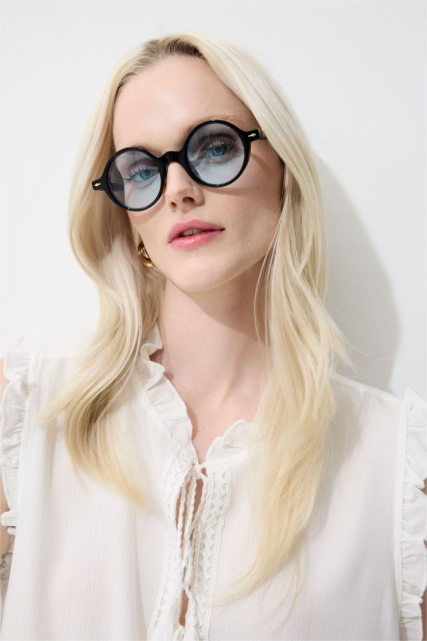 Kadın TRIXI - leopard Kadın Yuvarlak Şeffaf Plastik Çerçeve Degrade Cam UV Güneş Gözlüğü