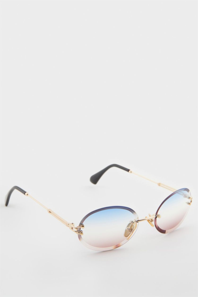 Women Blue Woman Round Sunglasses