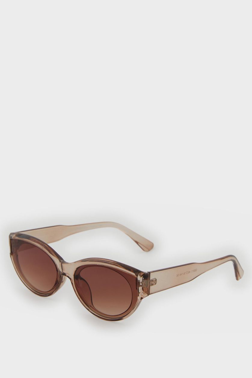 Woman Light Brown Woman Round Sunglasses