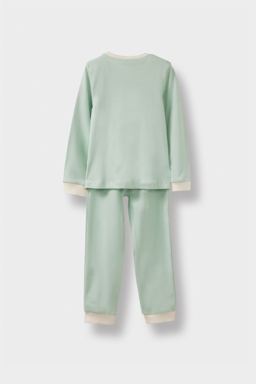 طفلة صغيرة بيج فاتح طقم بيجاما بناتي قصة عادية بطبعة قوس قزح - 4 قطع