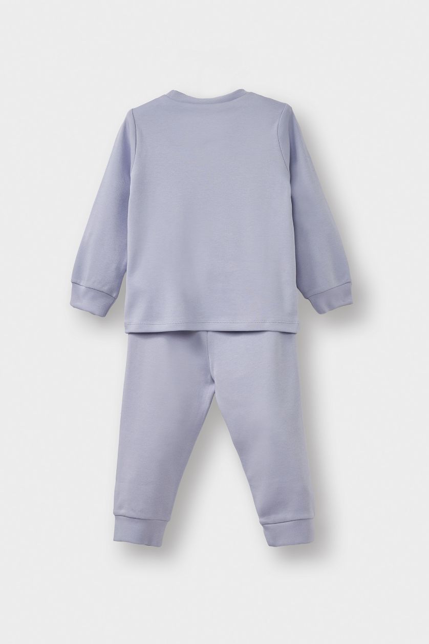 Kız Bebek Açık Pembe %100 Pamuklu Hayvan Desenli Beli Lastikli 4'lü Pijama Takımı Kız Bebek