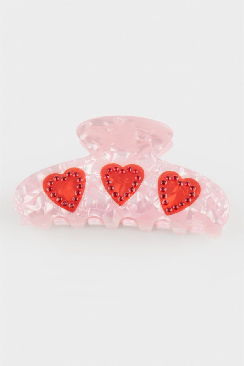 Woman Pink Woman Heart Latch Hair Clips