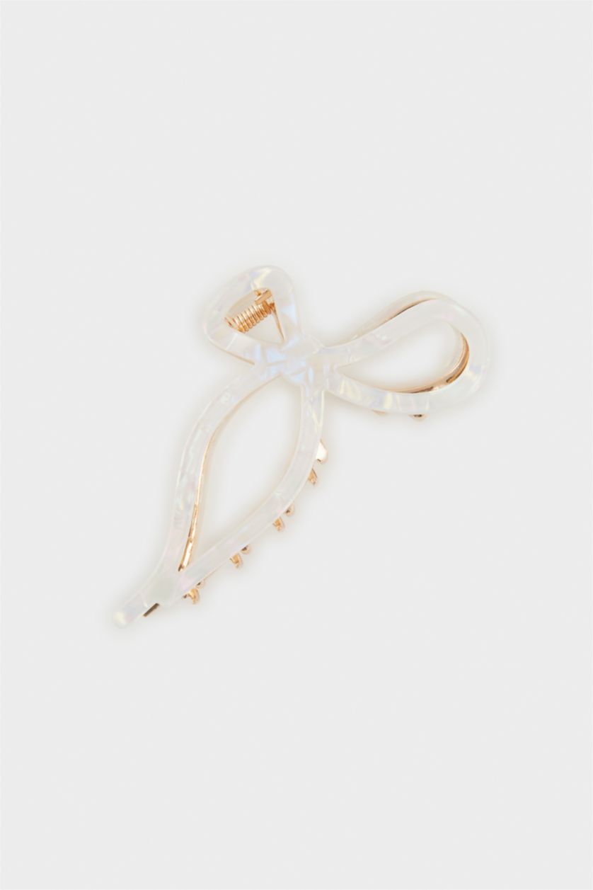 Women White Woman Ribbon Look White Hair Clips