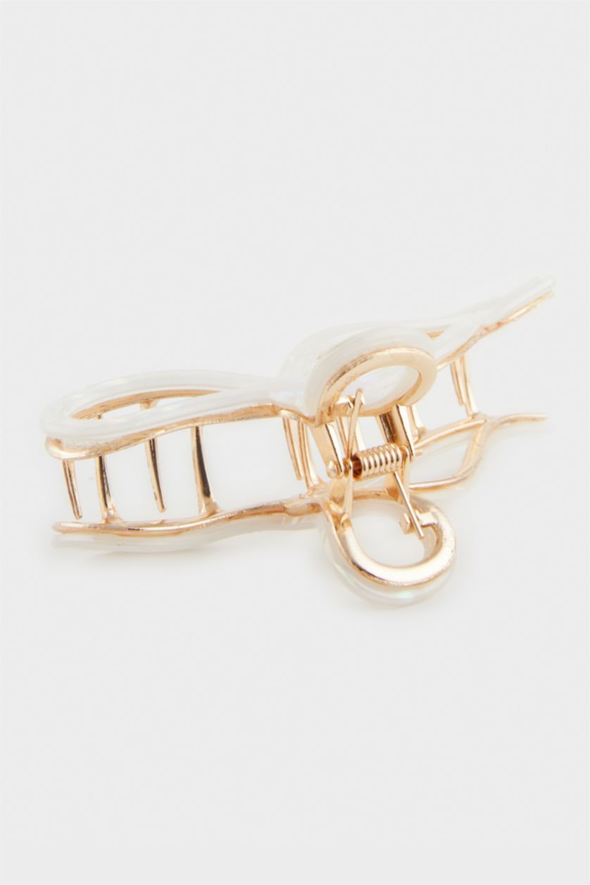 Women White Woman Ribbon Look White Hair Clips