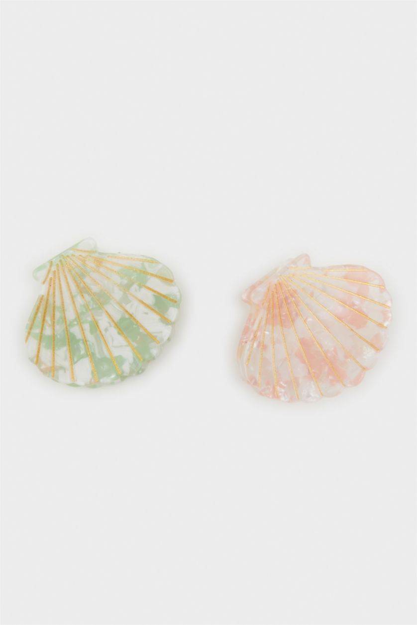 Kadın Karma Kadın Deniz Kabuğu Desenli 2'li Mandal Toka