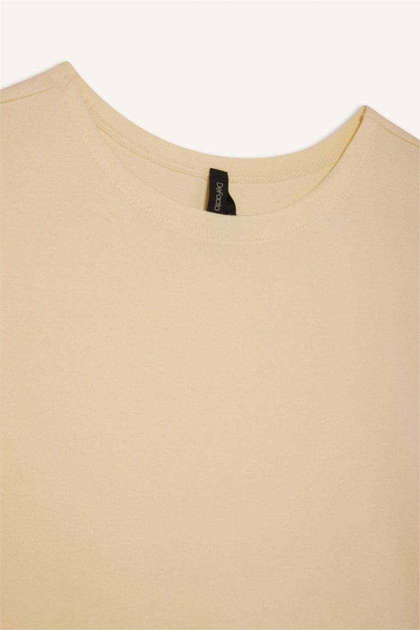 WOMAN Light Yellow Slim Fit modal Short Sleeve T-Shirt