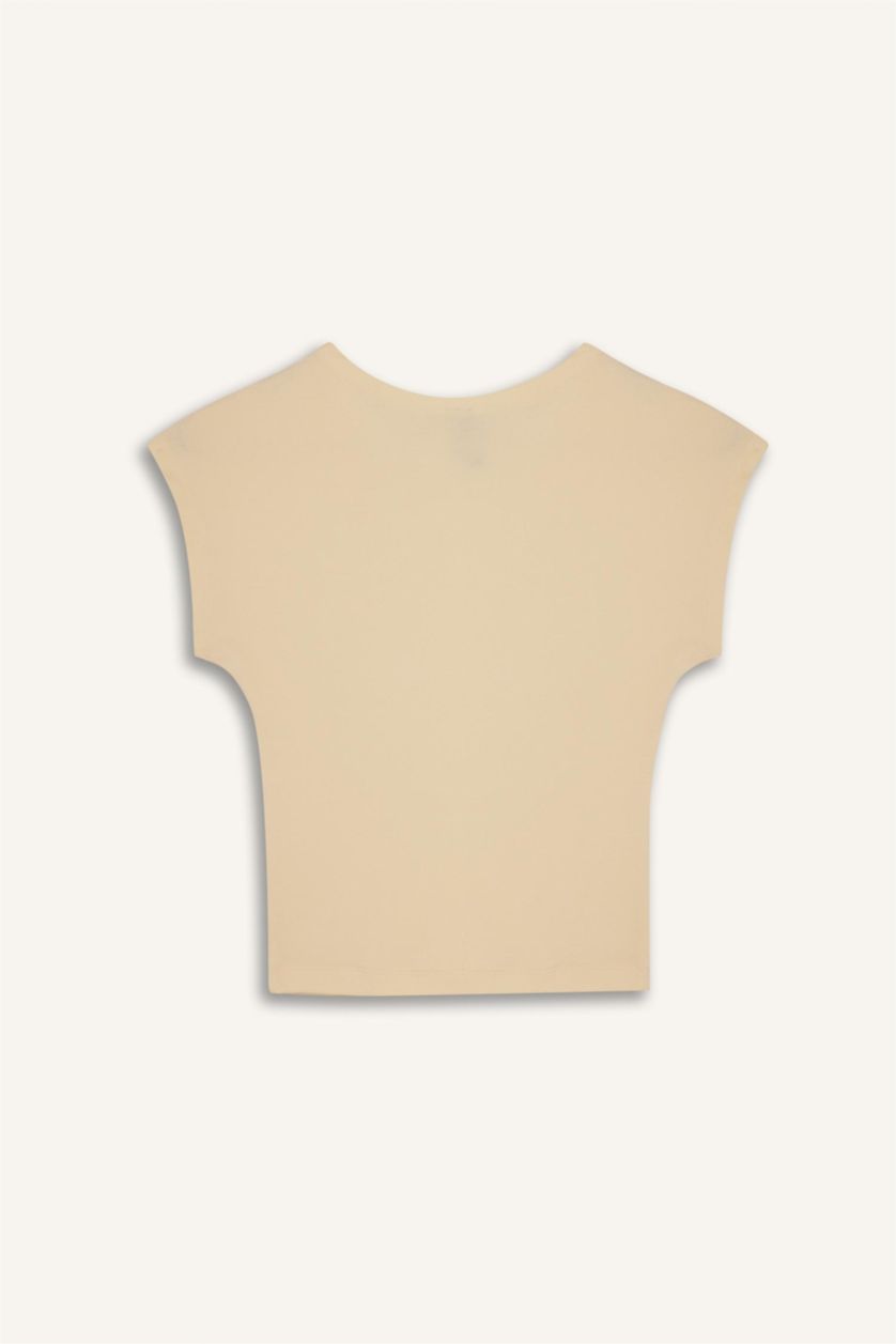 WOMAN Light Yellow Slim Fit modal Short Sleeve T-Shirt