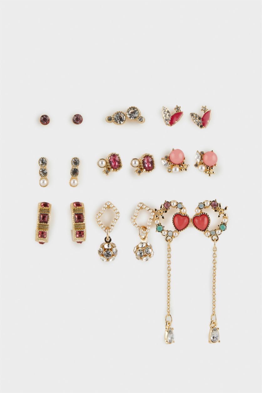 Kadın Karma Kadın 9'lu Kırmızı Küpe