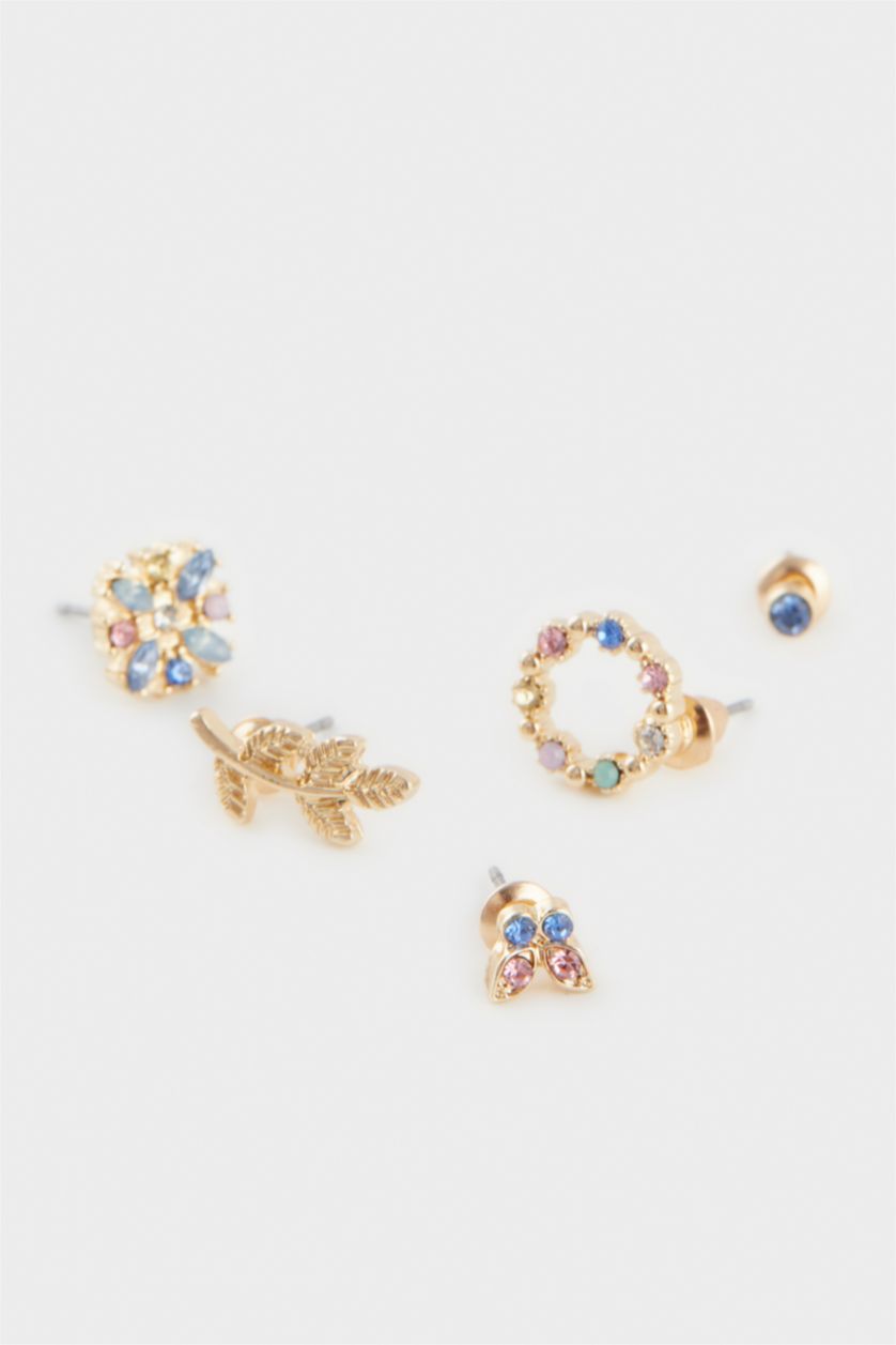 Женщины Разноцветный Женские серьги, комплект из 5-ти пар, золотистые