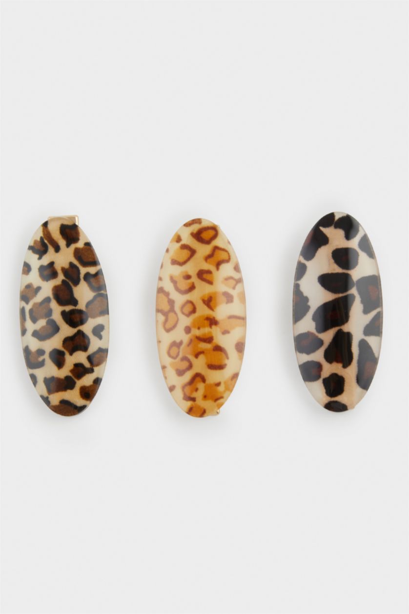 Kadın TRIXI - leopard Kadın 3'lü Leoparlı Çıtçıt Toka