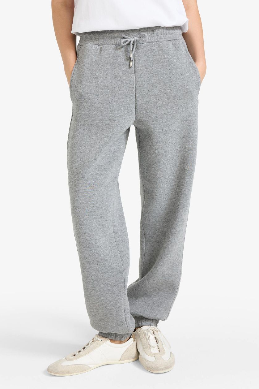 WOMAN Grey Melange Jogger Standard Fit Scuba Fabric Trousers