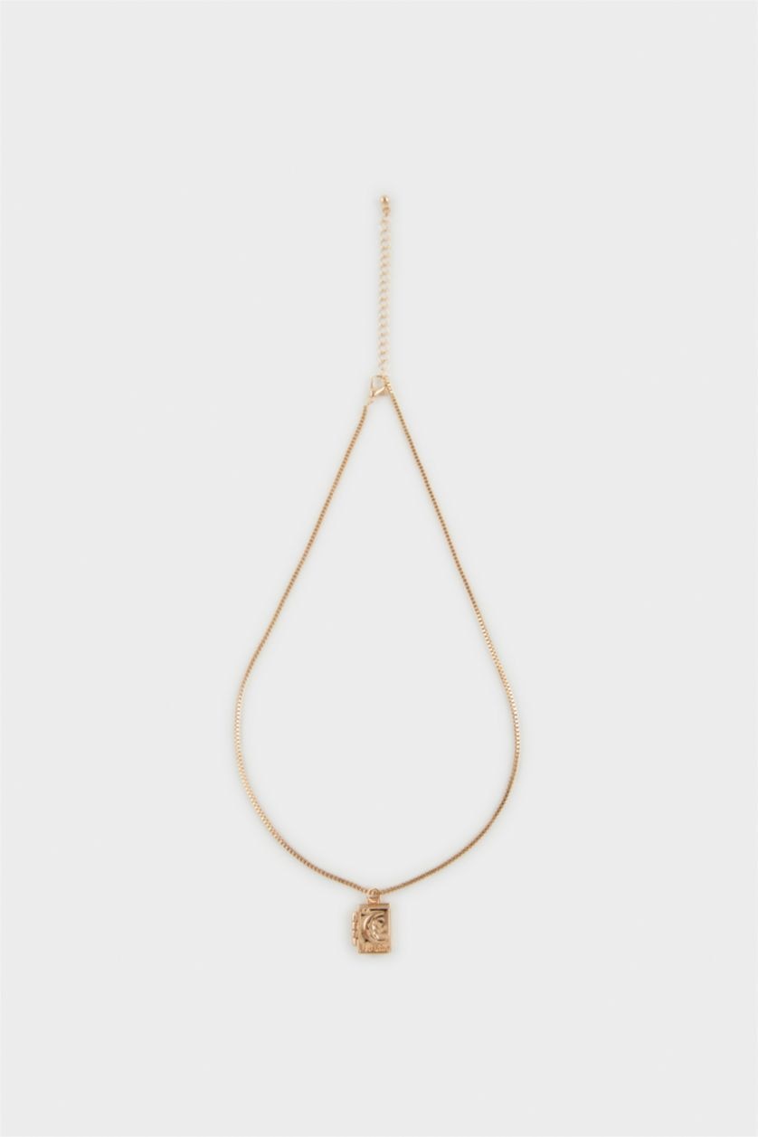 WOMAN GOLD Woman Moon Themed Gold Necklace