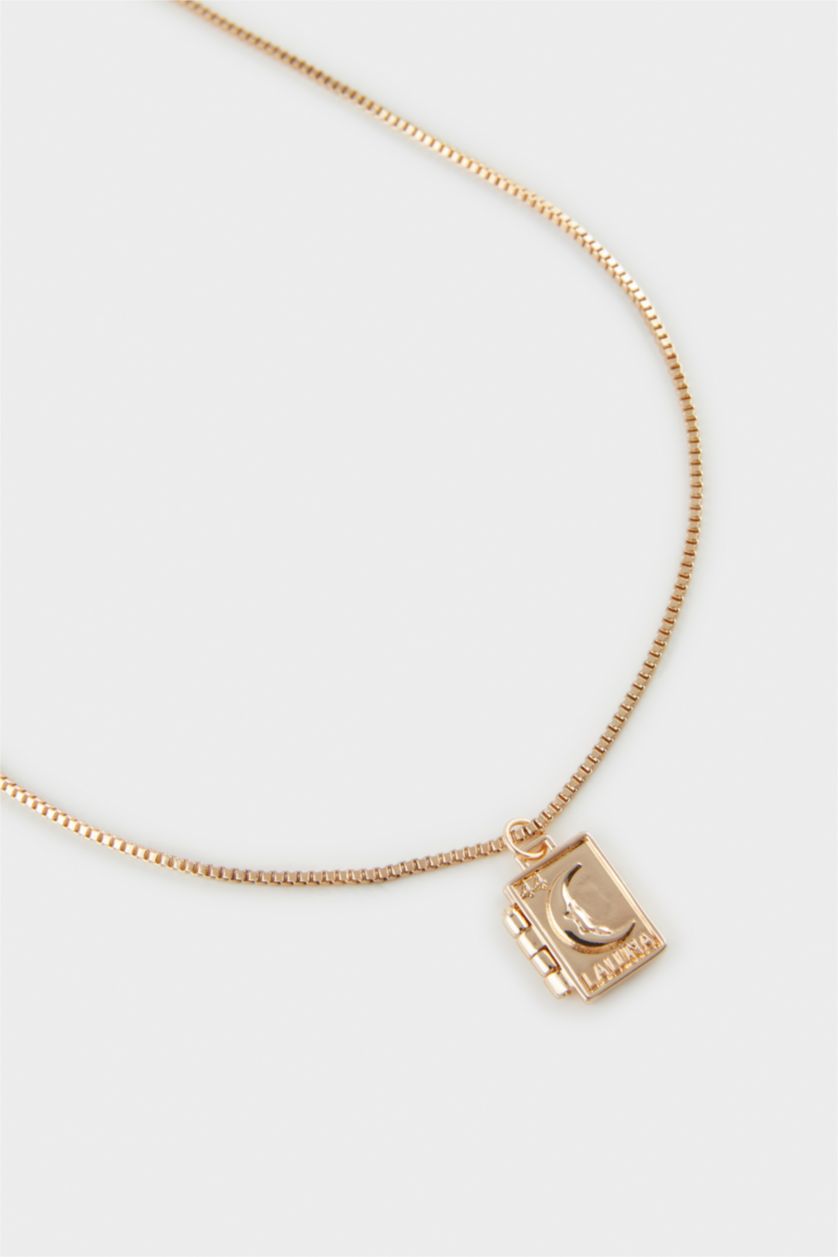 WOMAN GOLD Woman Moon Themed Gold Necklace