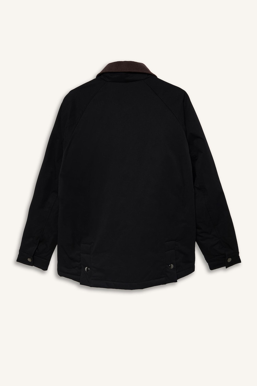 Erkek Lacivert Regular Fit Polo Kadife Yaka Fermuarlı Astarlı Mont