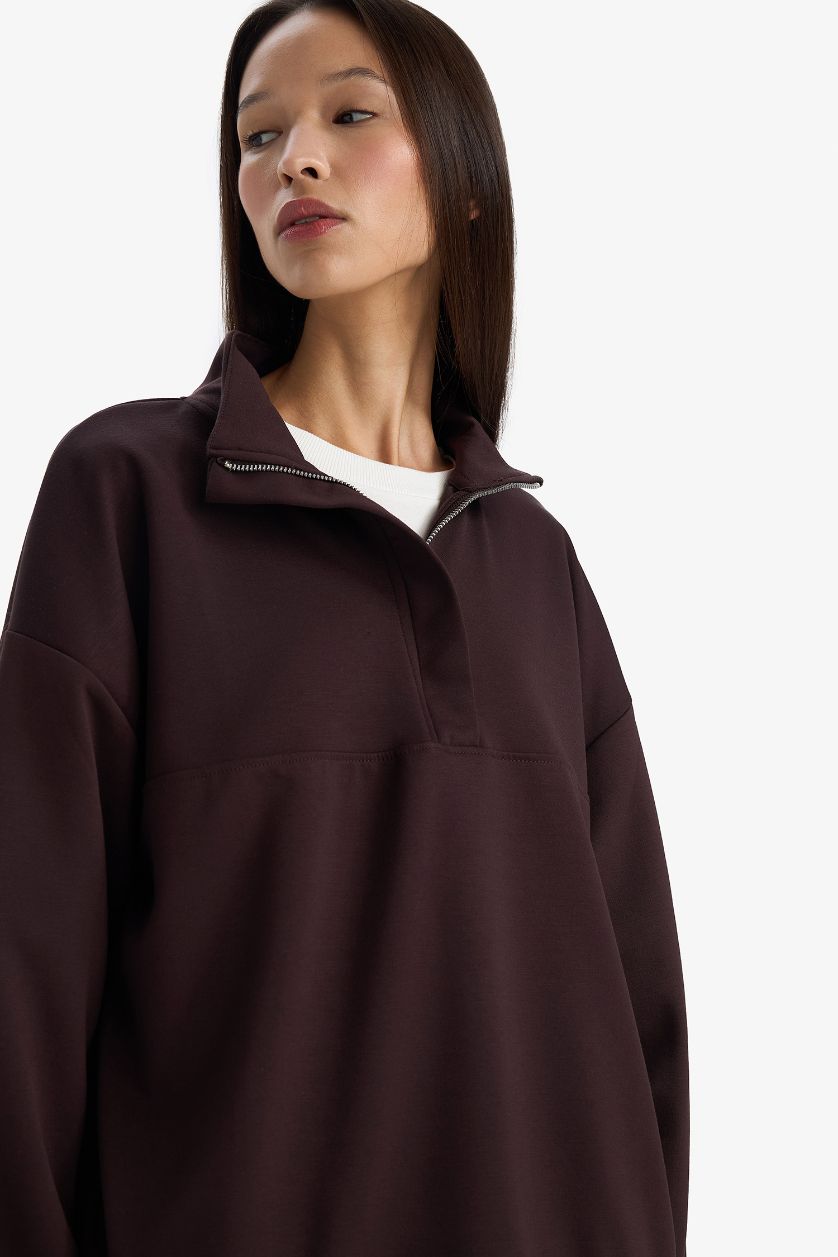 Woman Brown Relax Fit Long Sleeve Sweatshirt