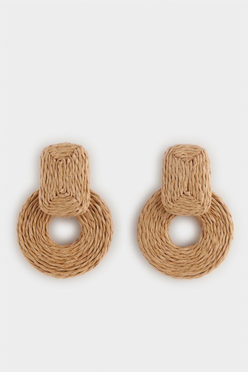 WOMAN Brown Woman Wicker Detailed Earrings
