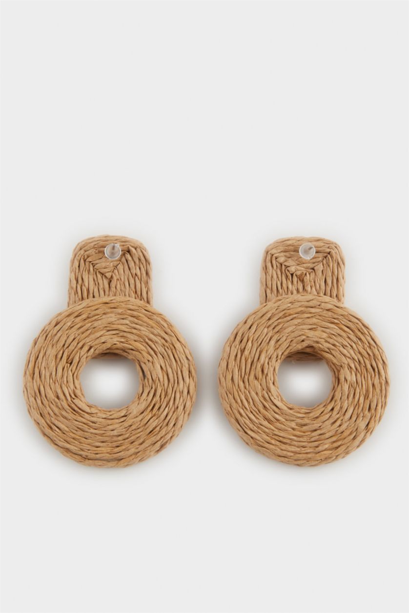 WOMAN Brown Woman Wicker Detailed Earrings