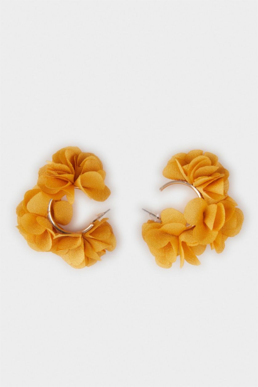 Woman Yellow Woman Orange Straw Detailed Earrings