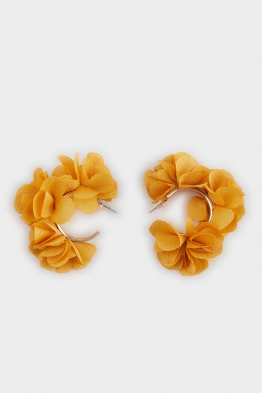 Woman Yellow Woman Orange Straw Detailed Earrings