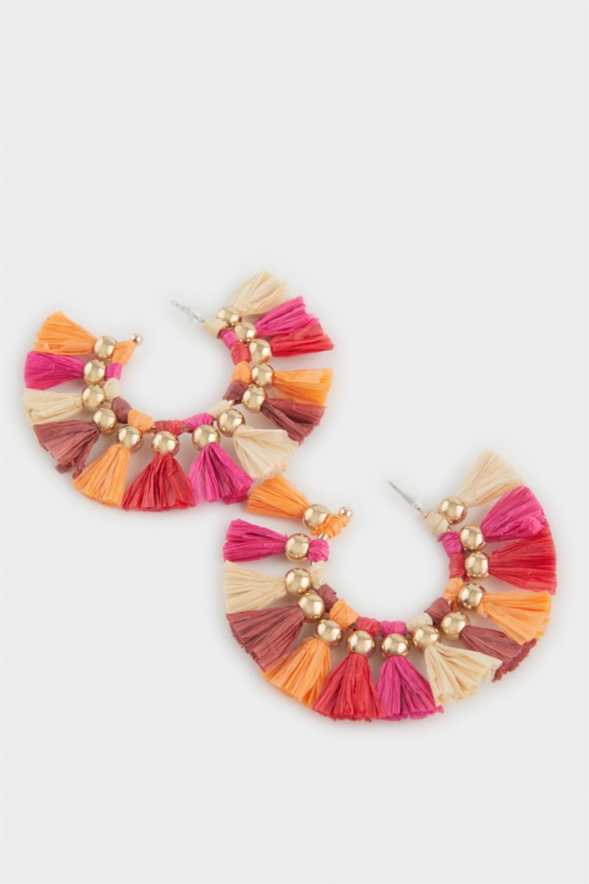 WOMAN MIXED Woman Colorful Straw Detailed Earrings