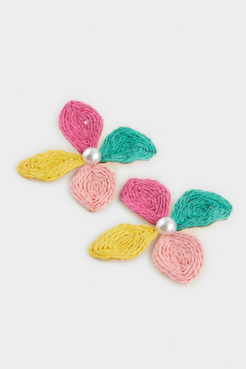 Woman Karma Woman Colorful Floral Wicker Detailed Earrings