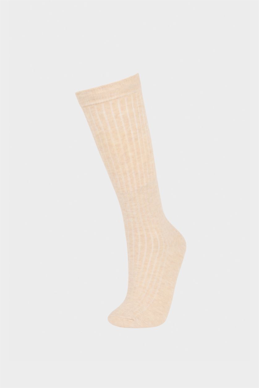 Kadın Koyu Kahve 2'li Pamuklu Diz Altı Çorap