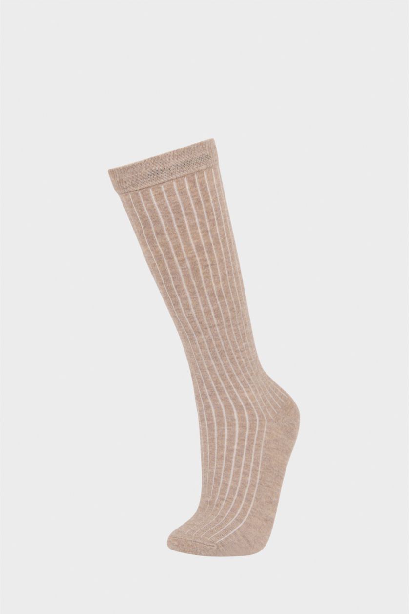 Kadın Koyu Kahve 2'li Pamuklu Diz Altı Çorap