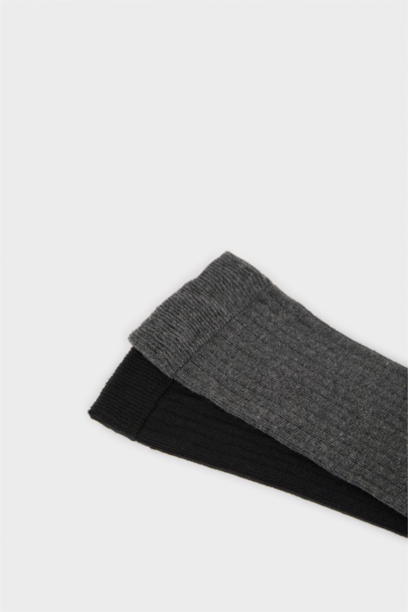 WOMAN Grey 2 piece Cotton Knee Socks
