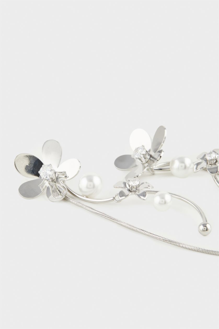 حريمي SILVER حلق حريمي فلورال فضي