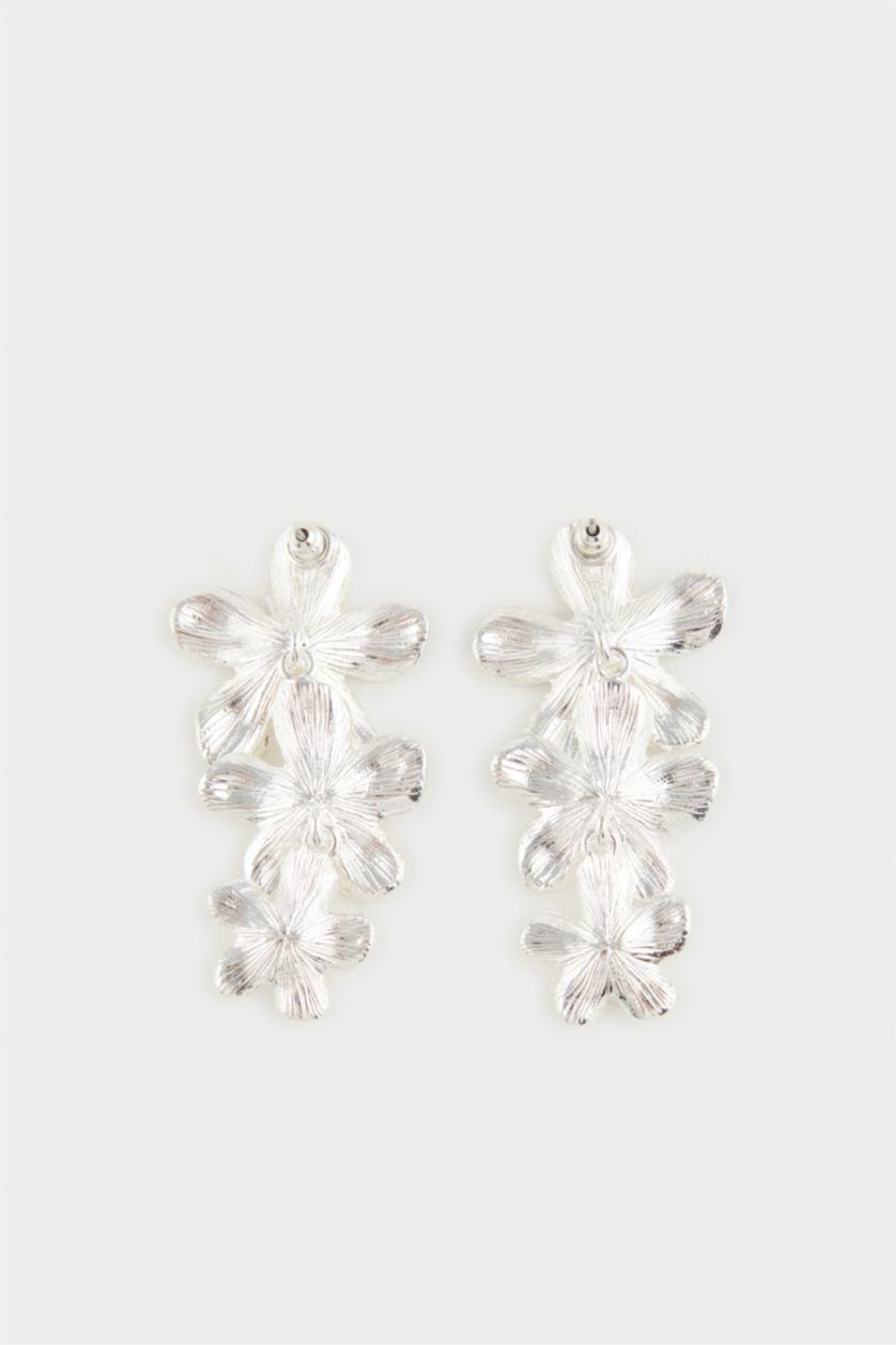 Kadın Gümüş Kadın Çiçekli Silver Sallantılı Küpe