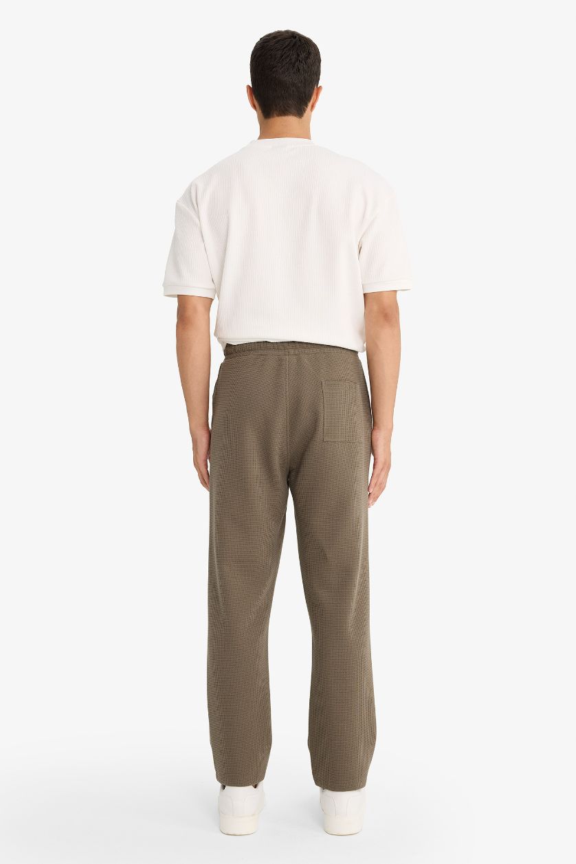 HOMME Kaki Pantalon en tissu gaufré à jambe droite Coupe régulière