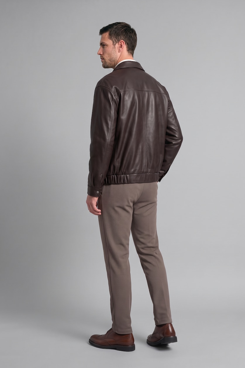 Man Light Brown Regular Fit Trousers