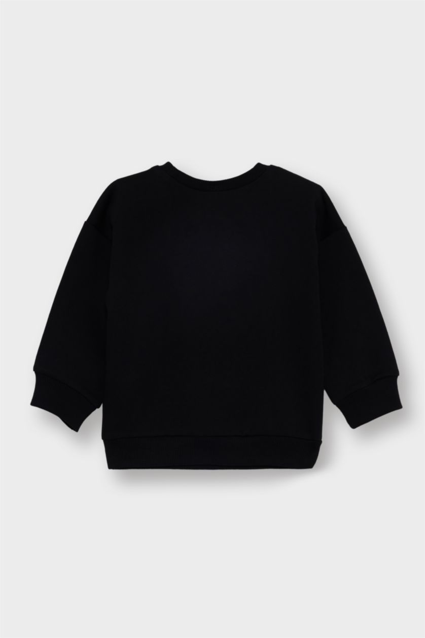 Baby Boy Black Baby Boy Regular Fit Soft Lining Thin Fabric 2 Piece Sweatshirt