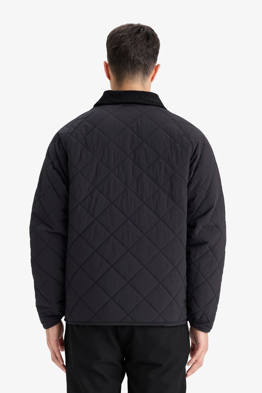 Erkek Siyah Su İtici Kapitoneli Mont