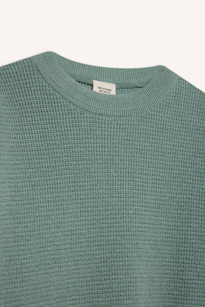 Erkek Çocuk - Genç Erkek Açık Yeşil Bisiklet Yaka Triko Kazak Erkek Çocuk