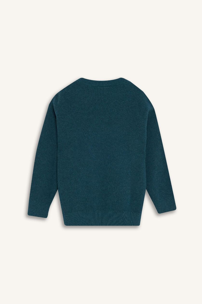 Erkek Çocuk - Genç Erkek Açık İndigo Bisiklet Yaka Triko Kazak Erkek Çocuk