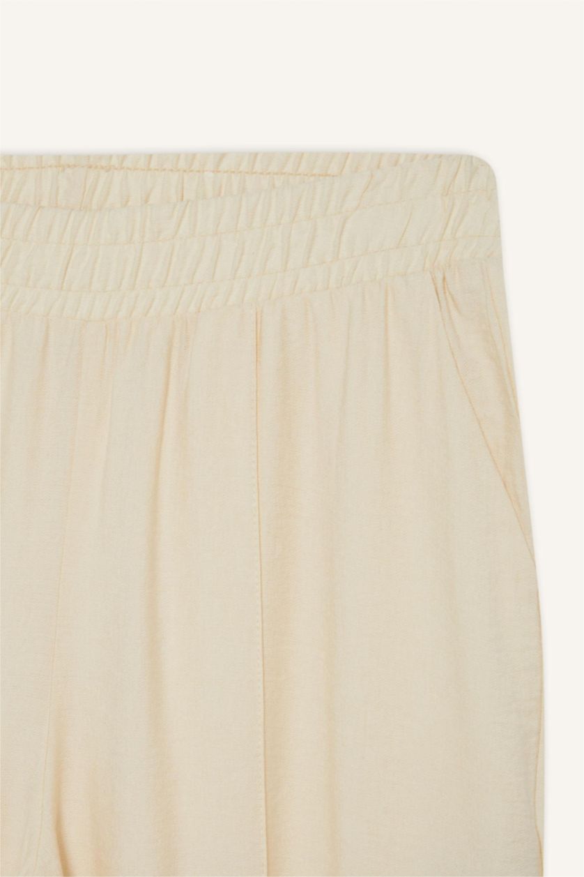 حريمي اللون الرملي بنطلون بيزك قصة عادية ورجل عادية بجيب