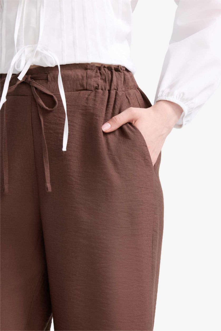 WOMAN Brown Straight Fit Wide Leg Trousers