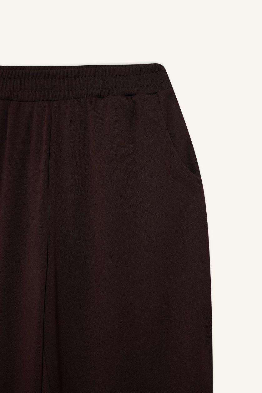 Kadın Kahve Wıde Leg Modal Pantolon