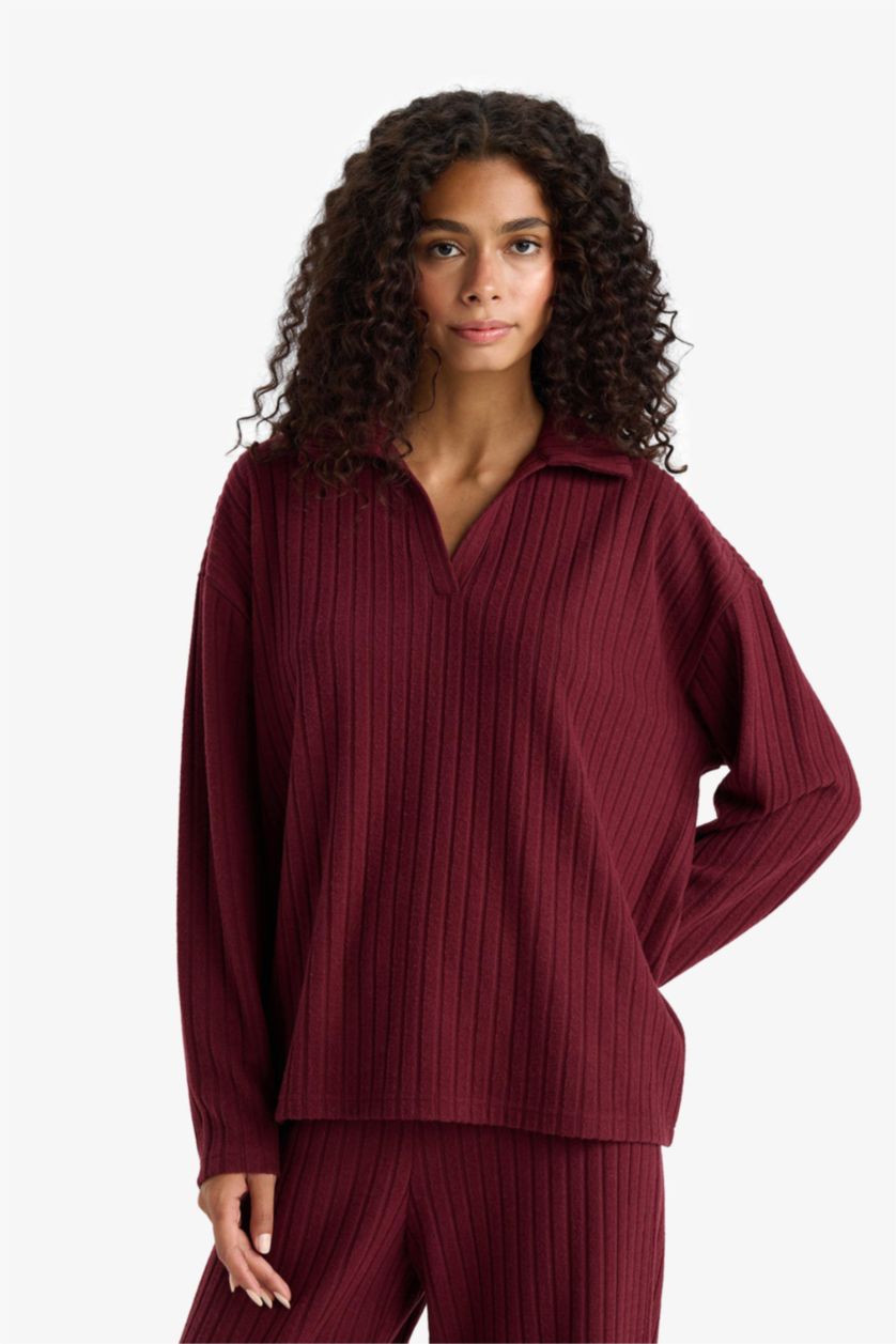 WOMAN Bordeaux Relax Fit Camisole Long Sleeve T-Shirt