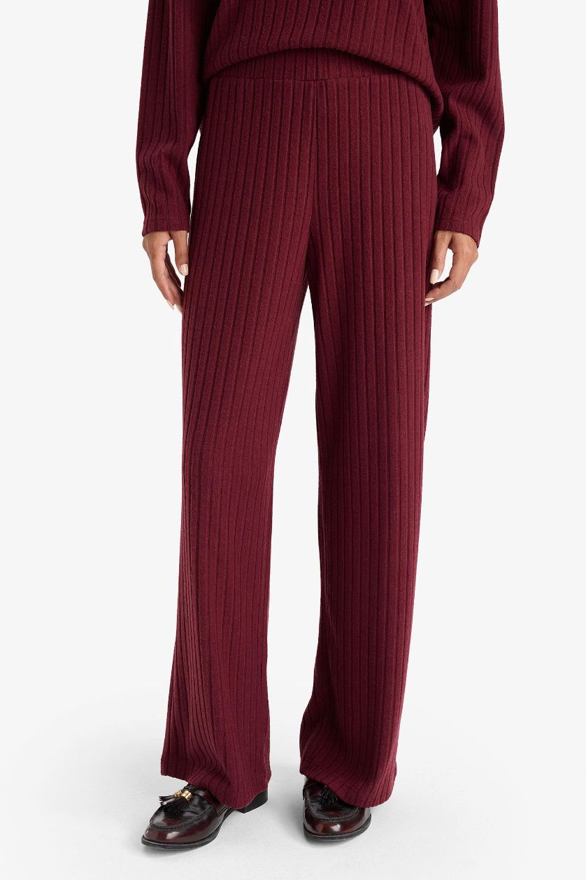 Woman Bordeaux Wide Leg Camisole Trousers