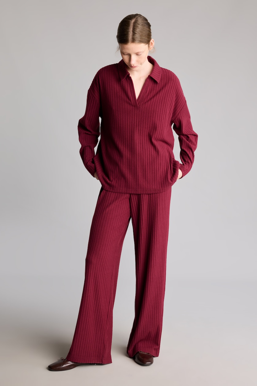 Women Bordeaux Wide Leg Camisole Trousers
