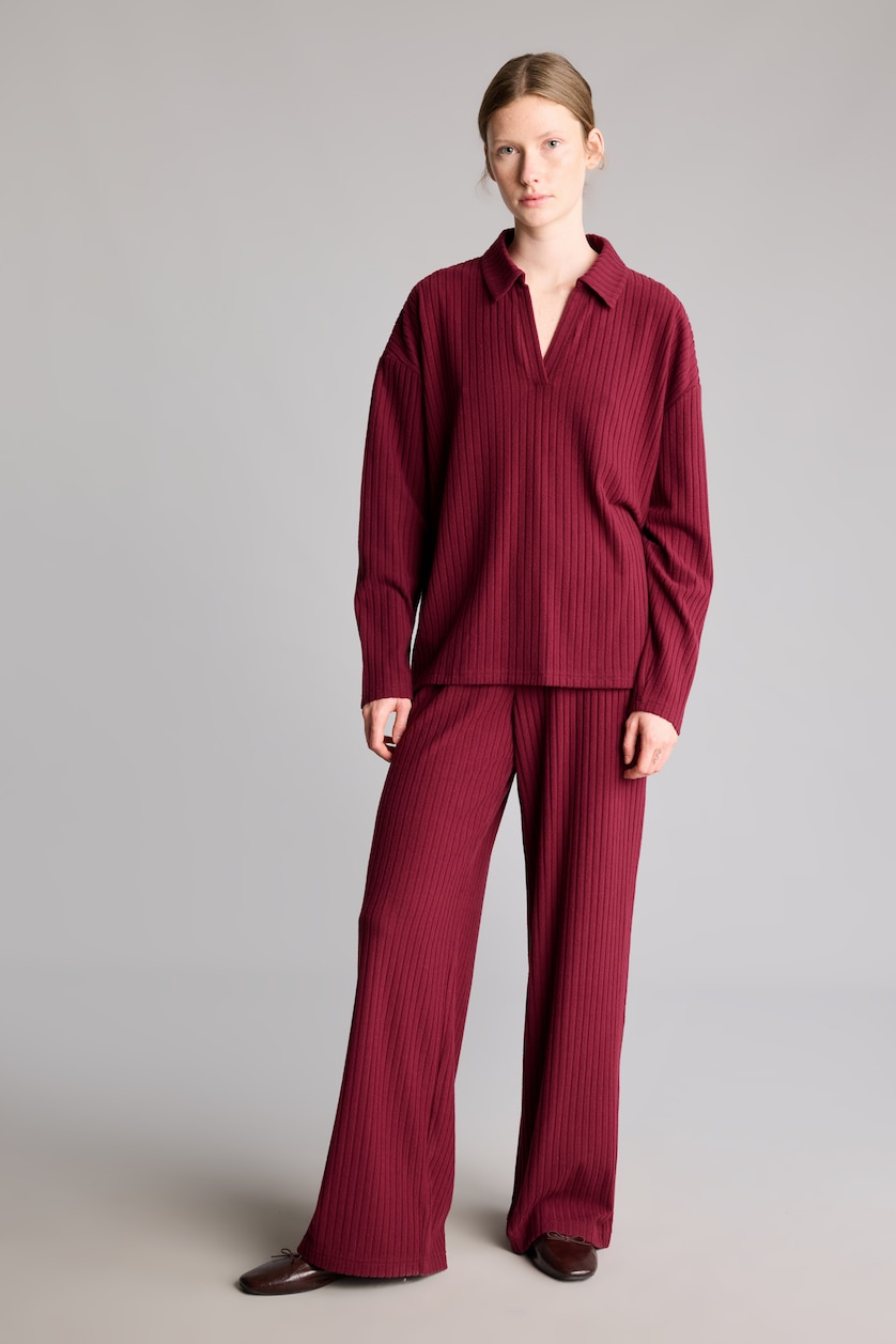 Women Bordeaux Wide Leg Camisole Trousers