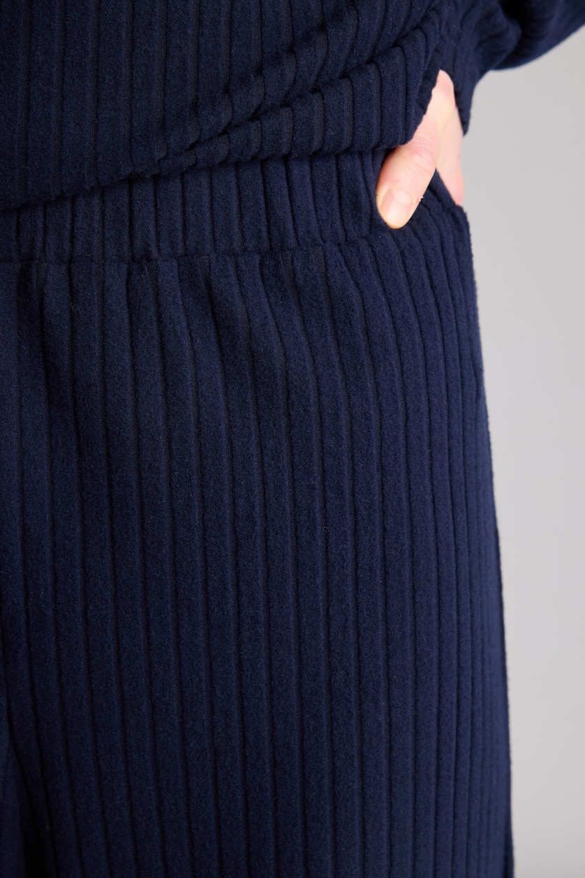 Kadın Lacivert Wide Leg Kaşkorse Pantolon