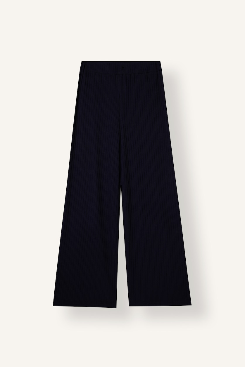Kadın Lacivert Wide Leg Kaşkorse Pantolon