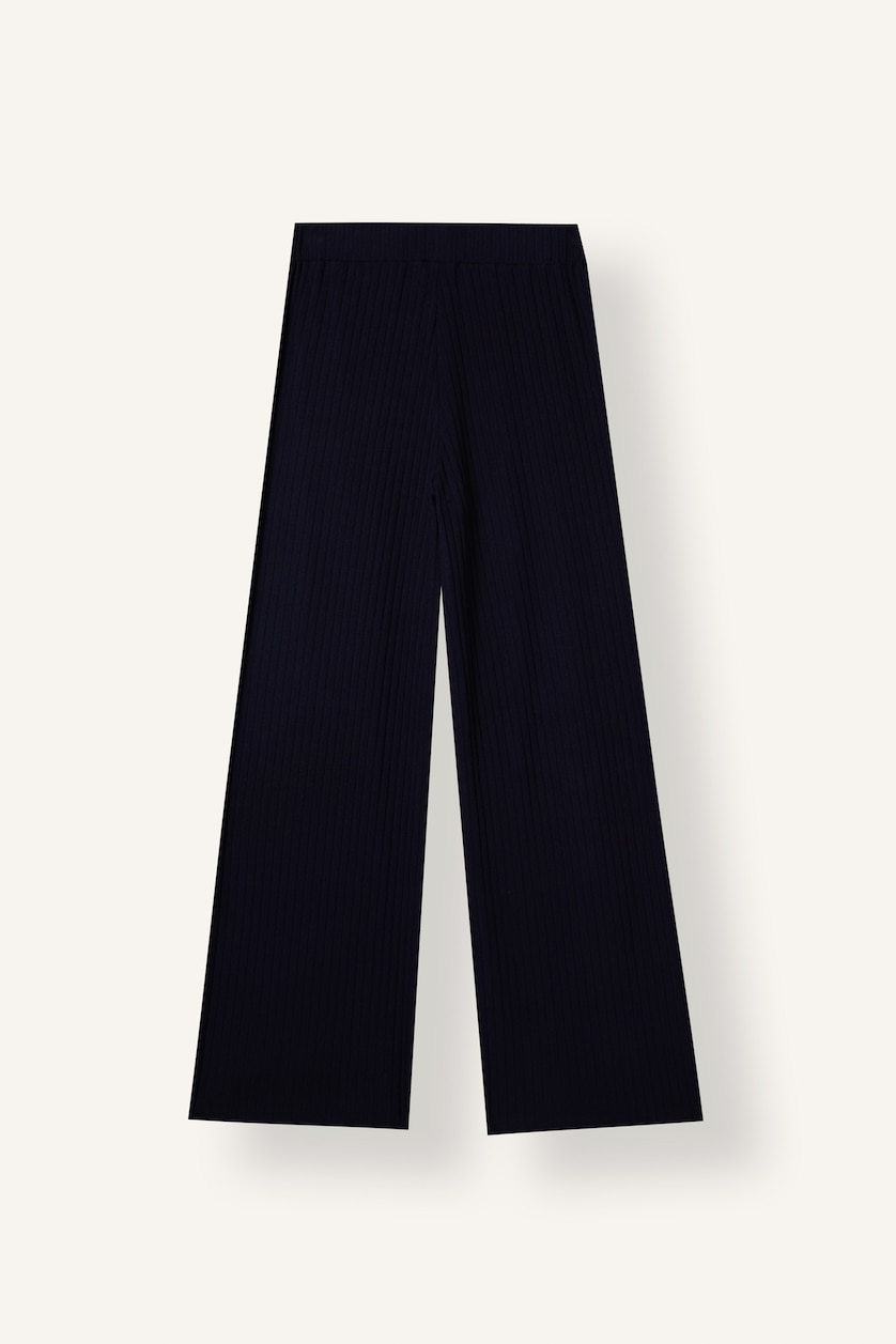 Kadın Lacivert Wide Leg Kaşkorse Pantolon
