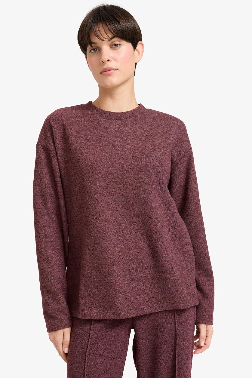 Woman Bordeaux Relax Fit Long Sleeve Sweatshirt
