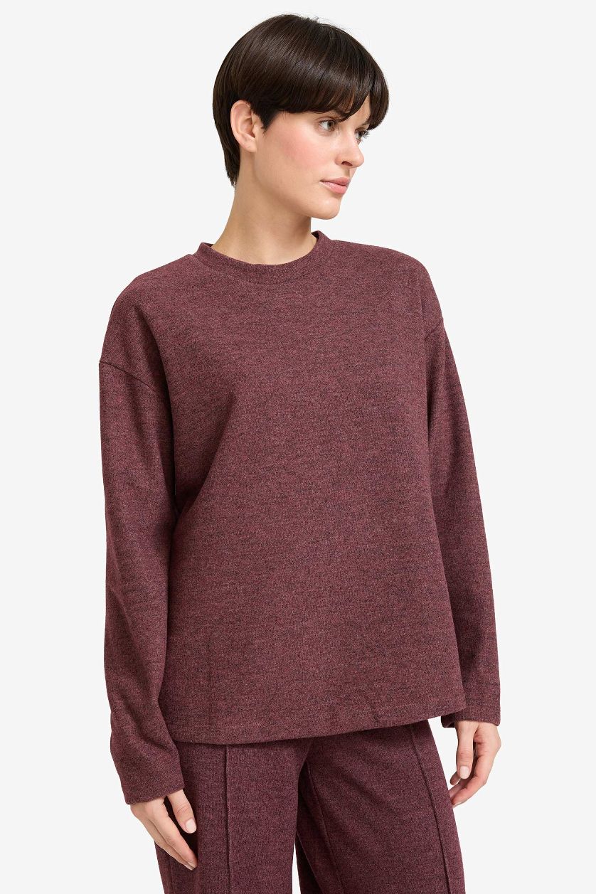 Woman Bordeaux Relax Fit Long Sleeve Sweatshirt