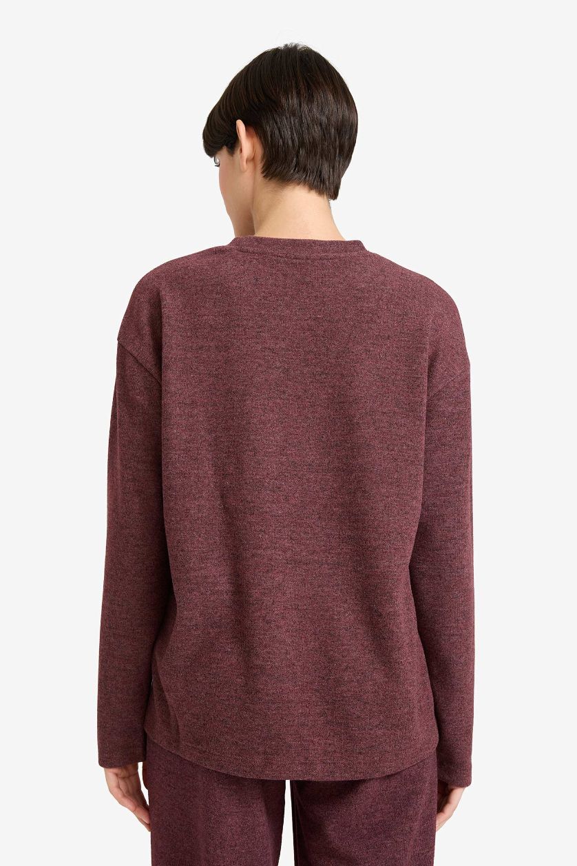 Woman Bordeaux Relax Fit Long Sleeve Sweatshirt